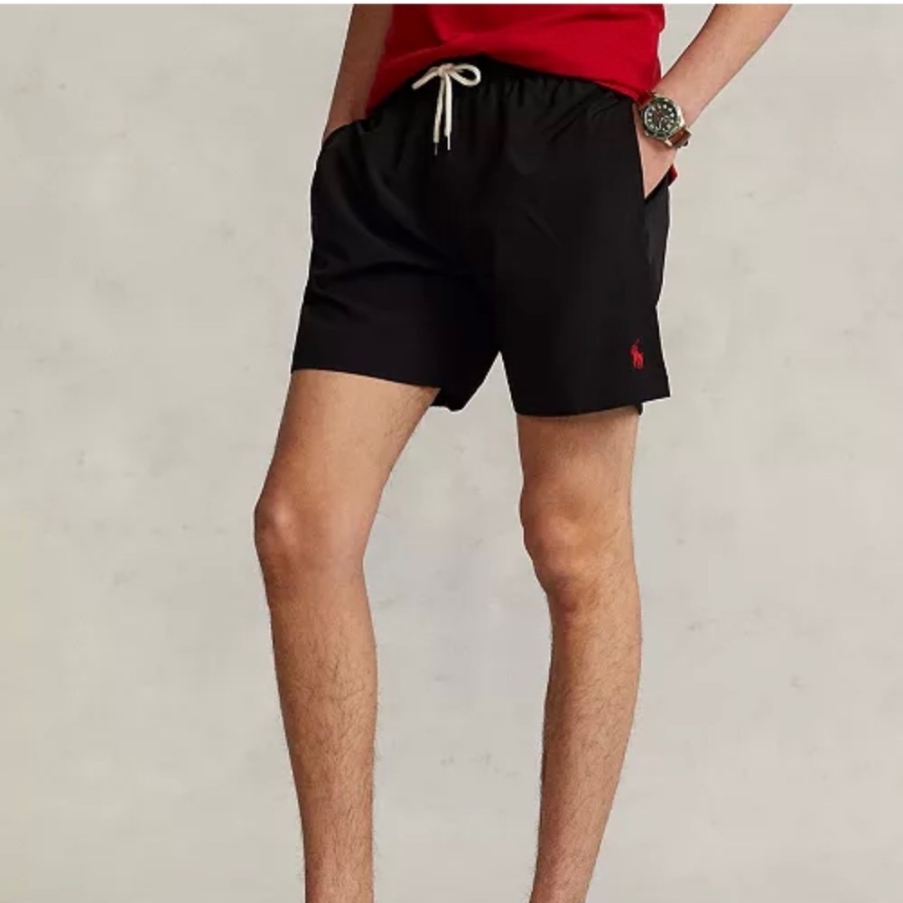 Polo Ralph Lauren Swim Trunks Men's XXL Black Traveler Mesh Lined